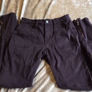 Purple zipper ankle jeans